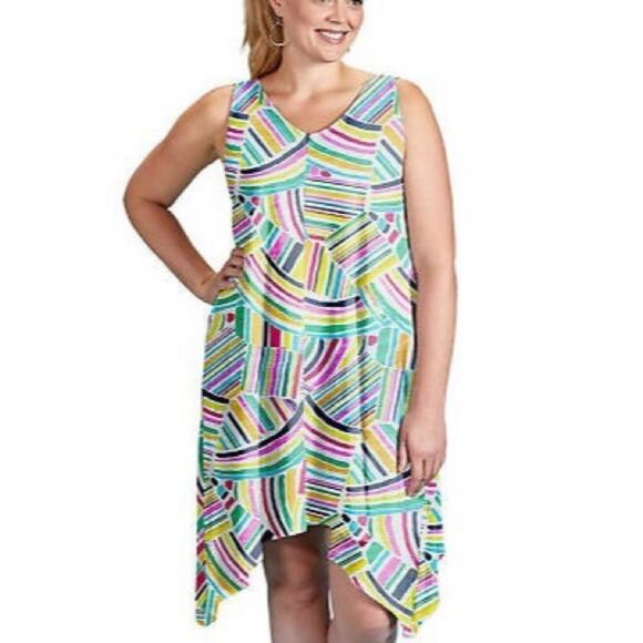 Fresh‎ Produce Sundrenched Lydia Abstract Art  Asymmetrical bottom Dress Size 3X - Picture 1 of 5